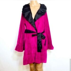 Vintage Y2K Betsey Johnson pink velvet robe M